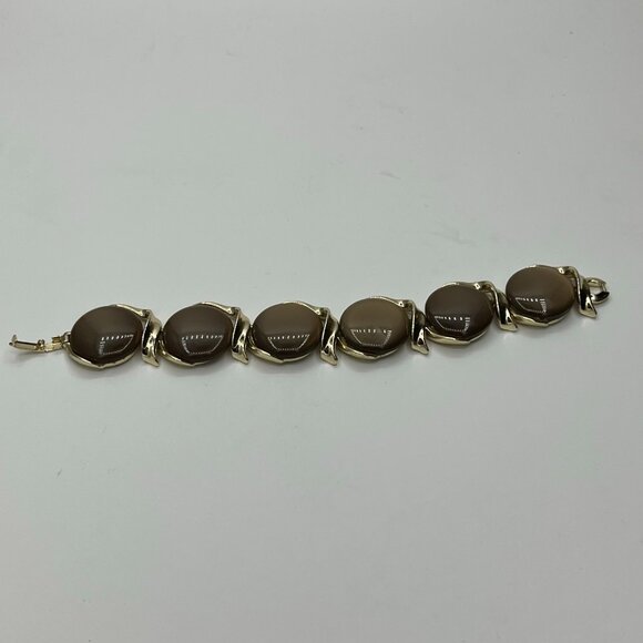 Lisner Coffee Brown Cabochon Thermoset Bracelet JP186 - Picture 7 of 9